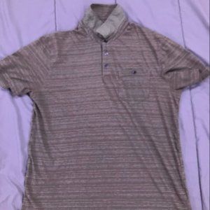 Polo Shirt Chest Pocket Button Down Self Fabric Collar Olive Canvas (Green)